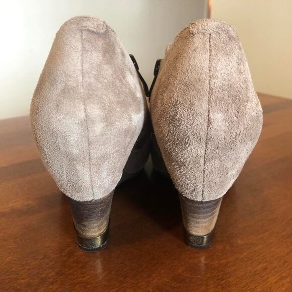 Cute Vince Camuto Suede Sand Colour Block Wedge Ankle-Boot Shoe - Picture 7 of 12